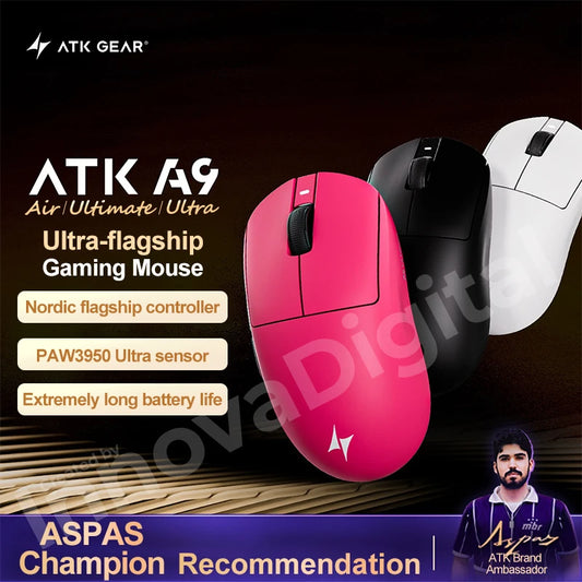 ATK Dragonfly A9 Ultimate bezdrátová herní myš A9 Air PAW3950 ultralehká ergonomická e-sportovní myš pro hráče FPS CSGO A9 Ultra