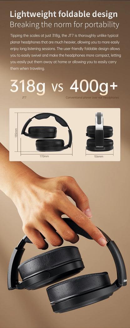 Auscultadores Audiófilos Over-Ear Magnéticos Planares FiiO JT7 – Driver 95x86mm, Headset HiFi com Fio 4.4mm e 3.5mm