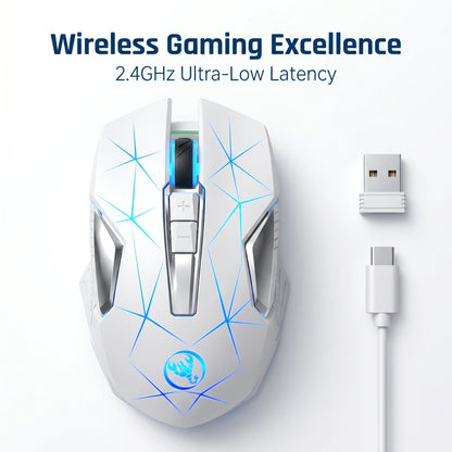 Wireless Gaming Mouse 2.4G Colorful Breathing Light Instant Response No Tangled Cables Work with Gaming Switch