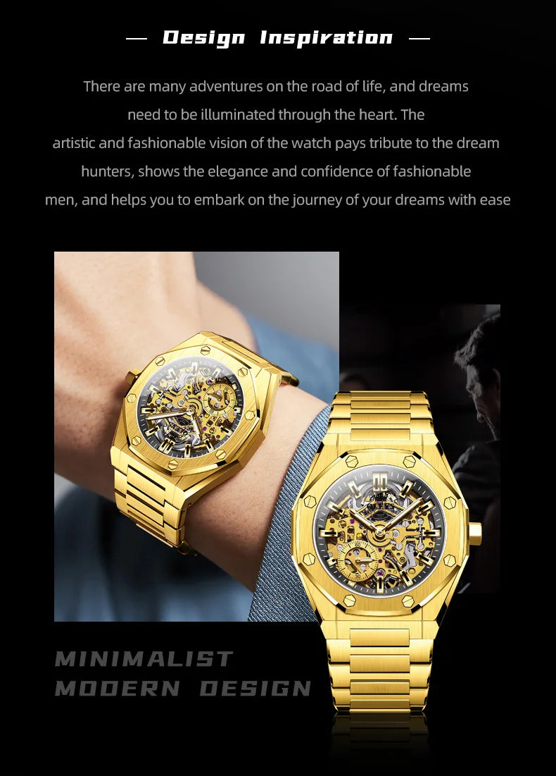 OLEVS 6669 Fully hollow men's watch luxury automatic mechanical watch men's 30M waterproof Man Wristwatches