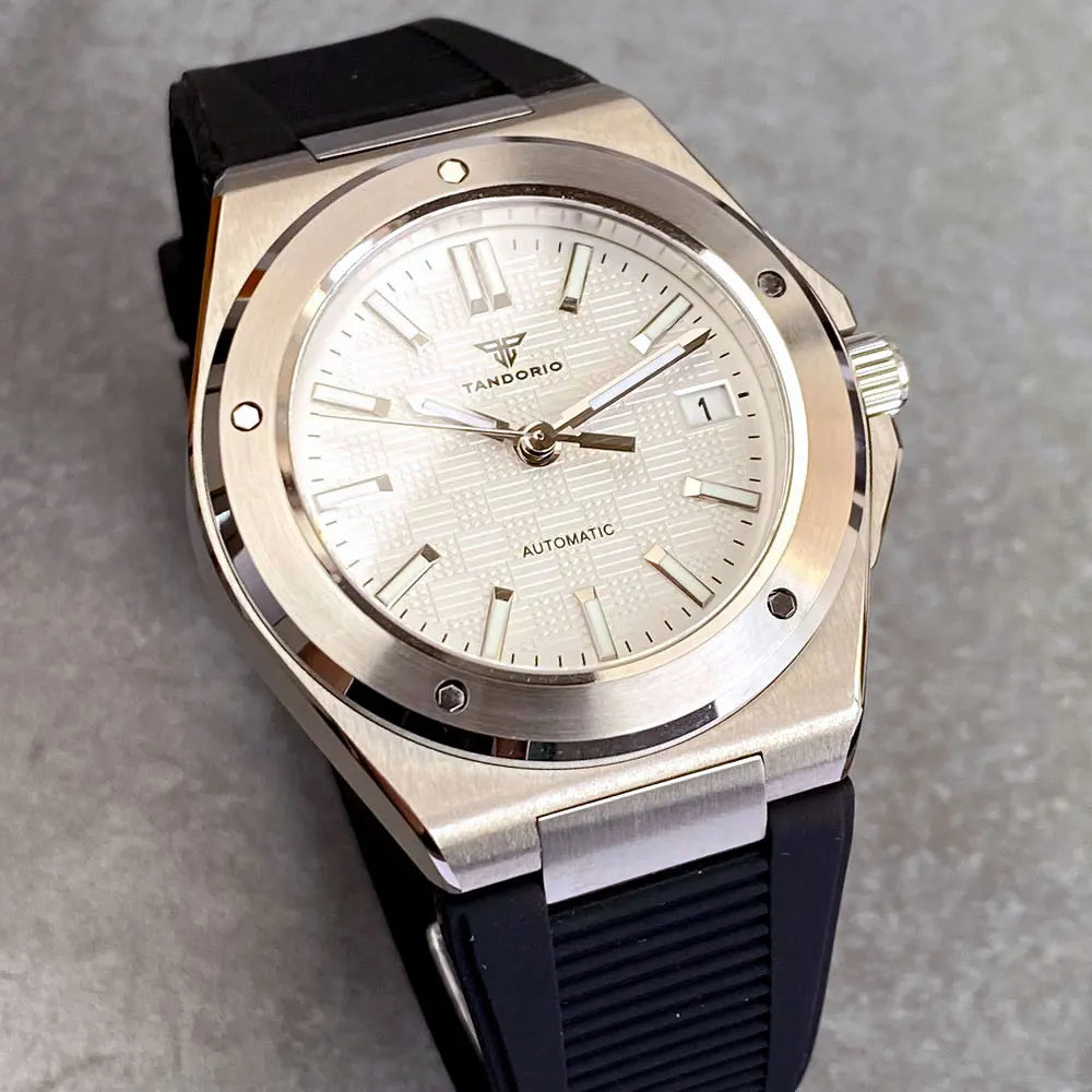 Tandorio Neue schwarze luxuriöse Business-Herrenuhr im Engineer-Stil, mechanisch, Saphirglas, 100m wasserdicht, NH35A Automatikuhren