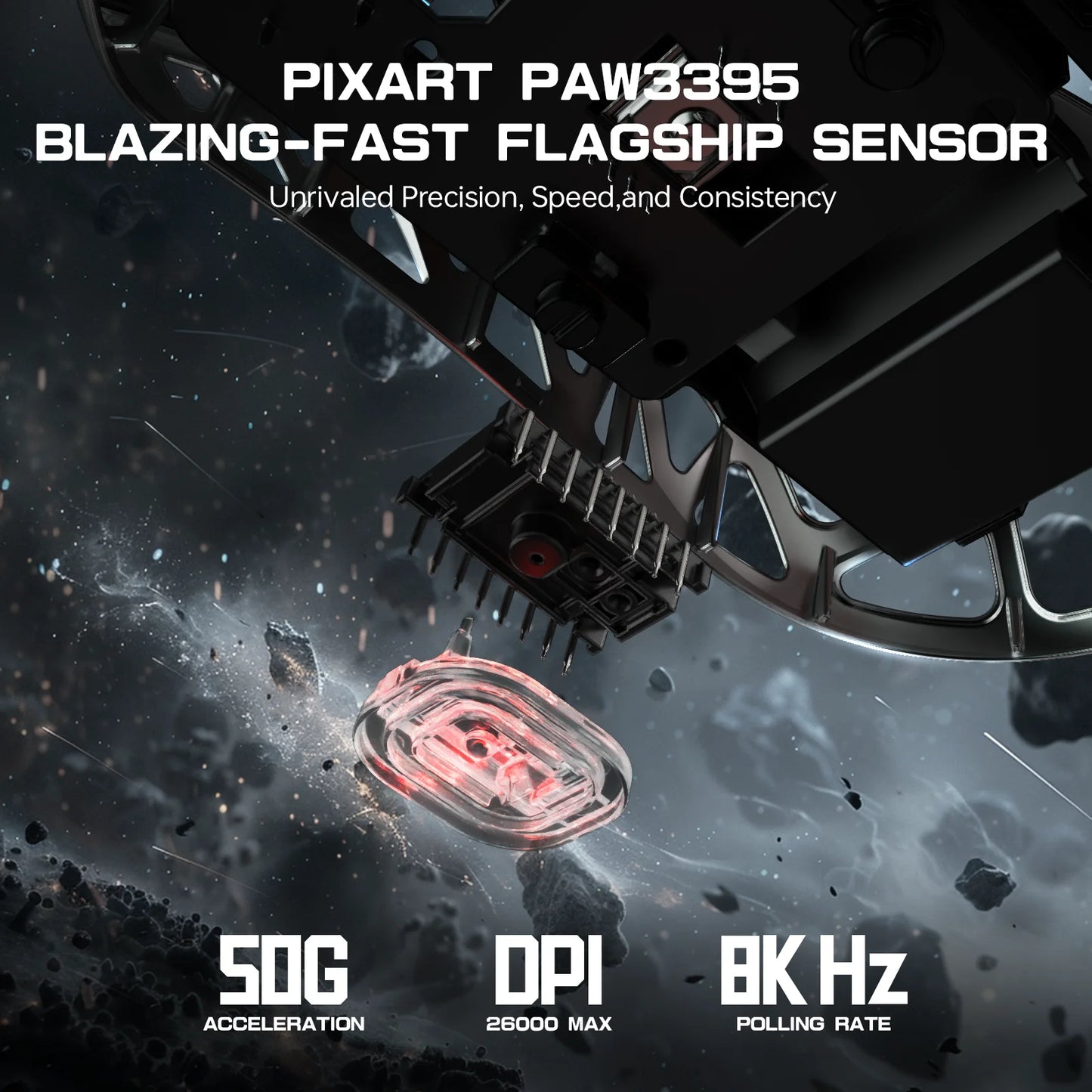 ATTACK SHARK R3 8KHz Magnesium Alloy Gaming Mouse, PAW3395 Sensor, 26000 DPI, Superlight 46g, Tri-Mode Wireless Bluetooth & Wired Mouse for PC/Mac