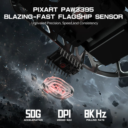 ATTACK SHARK R3 8KHz Magnesium Alloy Gaming Mouse, PAW3395 Sensor, 26000 DPI, Superlight 46g, Tri-Mode Wireless Bluetooth & Wired Mouse for PC/Mac
