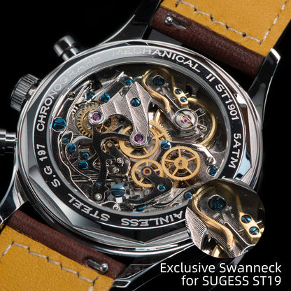 Sugess Watch of Men Chronograph Mechanical Wristwatches Tianjin ST1901 Swanneck Movement Pilot Mens Watch Sapphire Crystal Gift