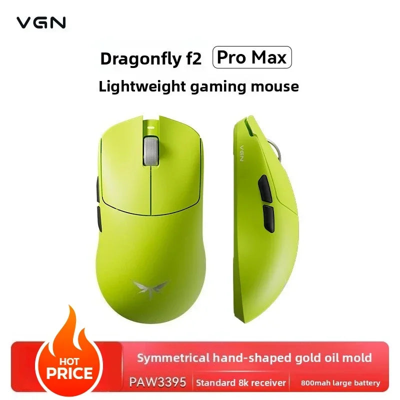 Ratón gaming esports VGN Dragonfly F2 ProMax/Ultra 42000DPI 0.125ms para CSGO, baja latencia, con cable/inalámbrico, doble 8K, 3 modos, PAW3395/3950