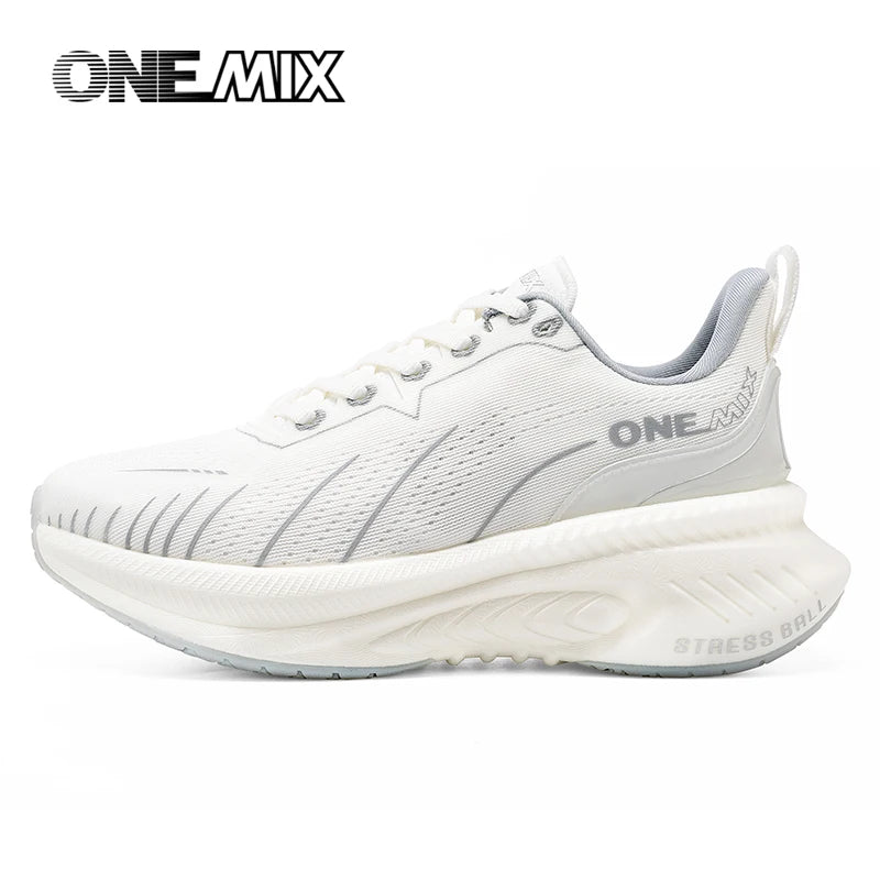 ONEMIX Nye løbesko med støddæmpning til mænd, velegnede til tunge løbere, snøresko til sport, kvinder, skridsikre udendørs atletiske herresneakers