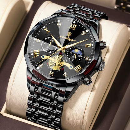 POEDAGAR Luxury Fashion Men Clock Waterproof Luminous Chronograph Male Watch Stainless Steel Quartz Business Men's Watches Reloj