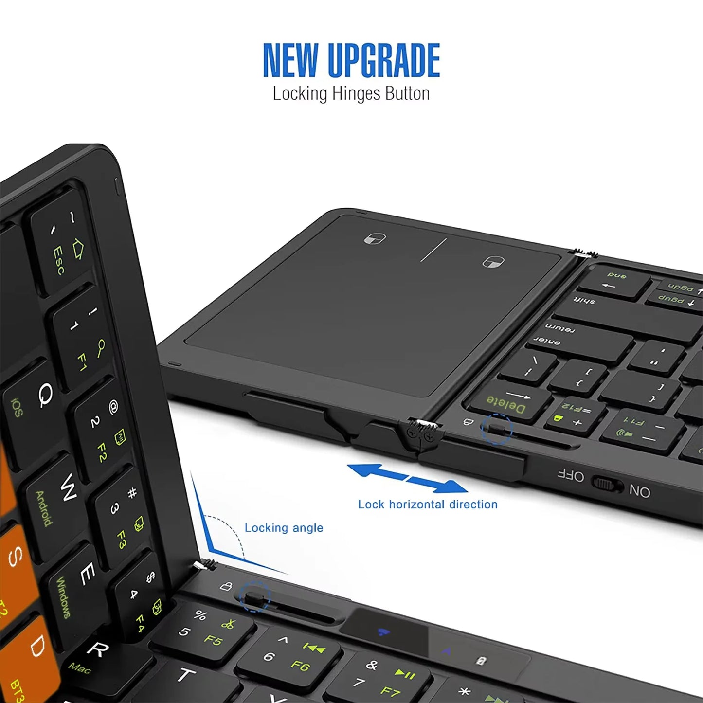 Folding Travel Keyboard with Touchpad &Display,Foldable Bluetooth Keyboard for Windows iOS Android,Multi Device Keyboard
