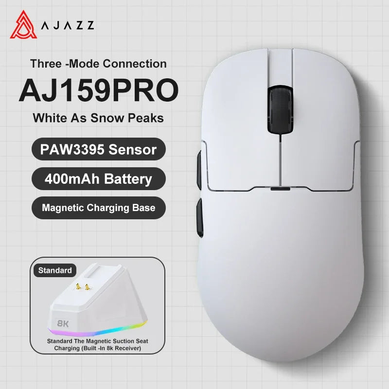 Ajazz AJ159 PRO/APEX Gaming-Maus 8000Hz Abtastrate Paw3950 Farbdisplay Magnetischer Standfuß AJ159P Büro & Gaming