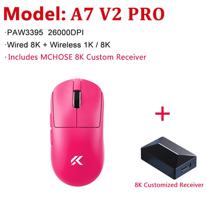 MCHOSE A7 V2 Ultra/Pro Lightweight Wireless Gaming Mouse Dual 8000Hz PAW3950 TI 42000DPI Mice For PC E-sports Gamer