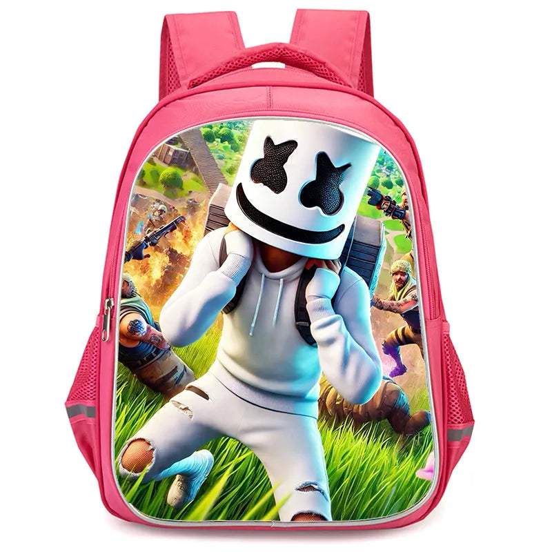 Mochila Fortnite Cartoon de 16 polegadas, unissexo, para rapazes e raparigas, com fechos duplos, grande capacidade e leve, para estudantes