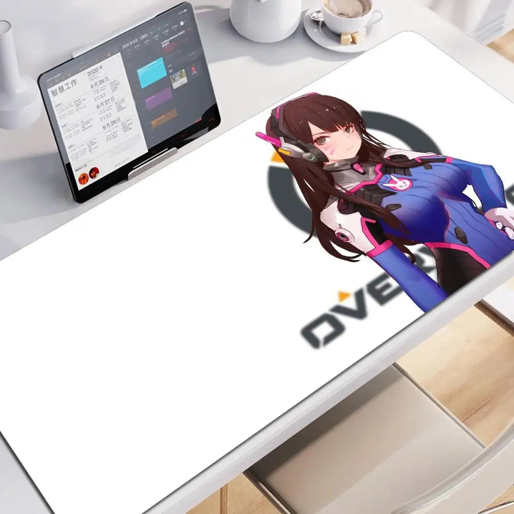 Anime-tyylinen pelityttö Overwatch -suuri hiirimatto 900x400 kannettavalle ja toimistoon, kuminen pehmeä pöytämatto, tietokoneen näppäimistölle, HD-painatus, XXL-hiirimatto