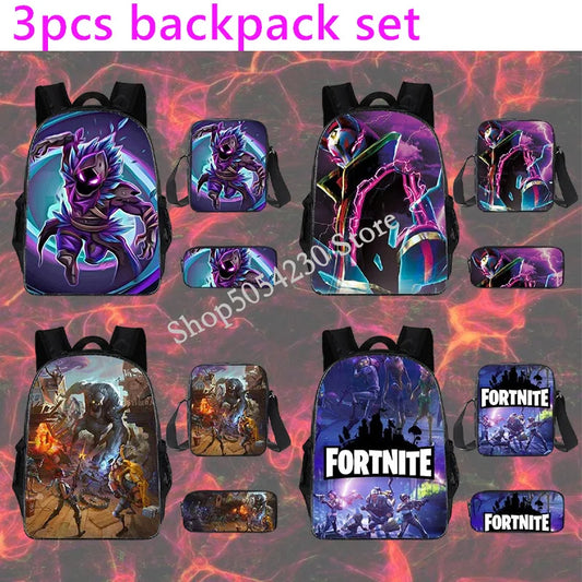Zaino Fortnited 3PCS per ragazzi, Victory Game, 16 Inch, resistente all’acqua, per scuola materna, zaino scolastico cool per scuola elementare