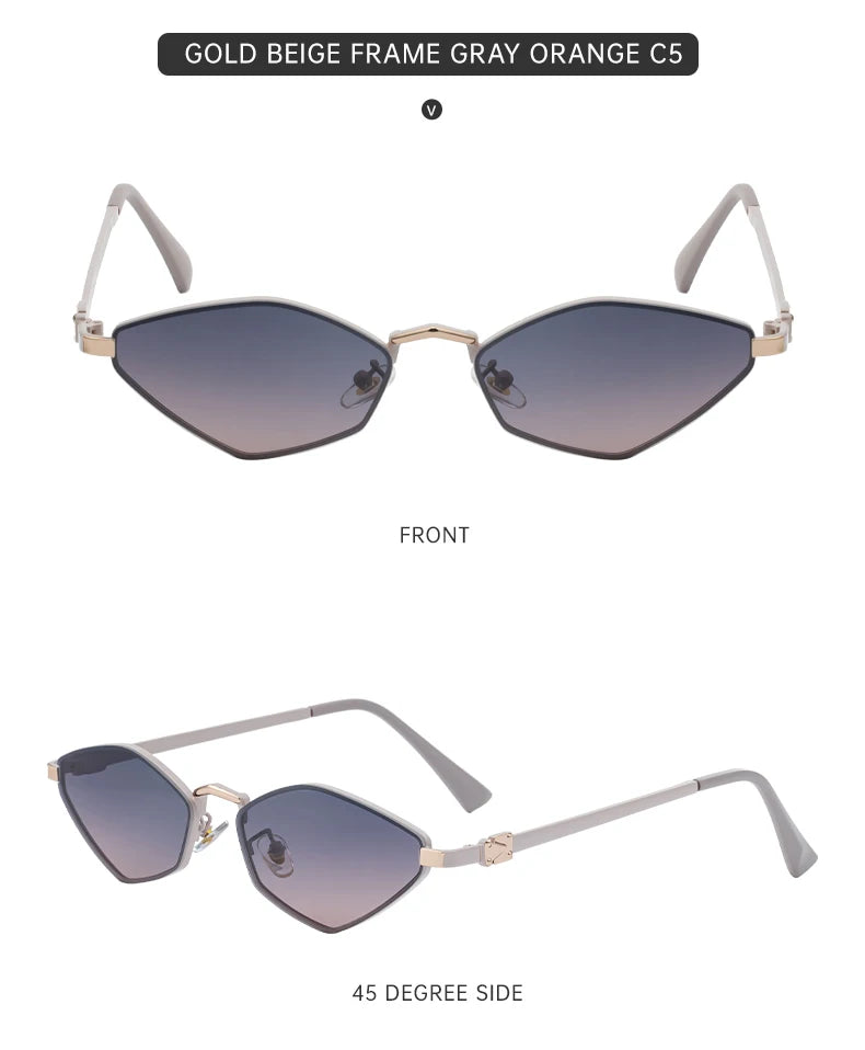 Small Frame Hexagon Punk Sunglasses Women 2026 Luxury Brand Polygon Sun Glasses For Ladies Classic Shades Cat Eye Eyewear