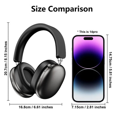 Wireless Bluetooth Noise Cancelling Headphones, Over-Ear Bluetooth Wireless Headphones with Mic, Sports Gaming Headset for Apple, HiFi Stereo Bluetooth 5.3 Headphones