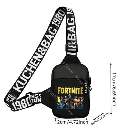 Bolso bandolera para adulto Fortnites, deportivo y casual, ligero, mini bolso para teléfono con estampado de figura de juego de dibujos animados, bolso cruzado de pecho para hombre, regalo