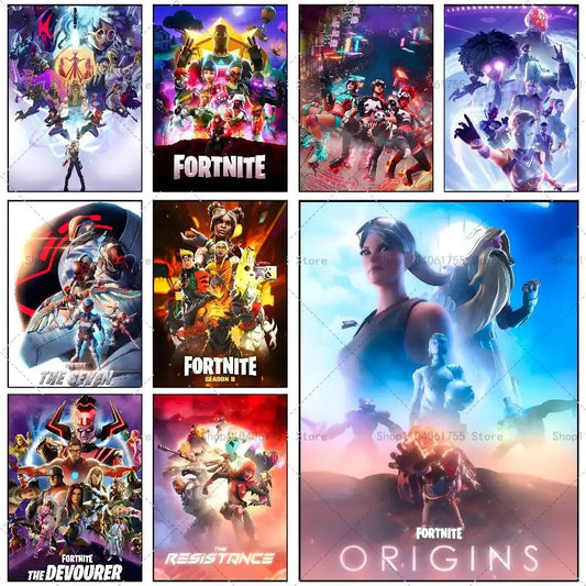 F-Fortnites-Game Popular Poster Self-adhesive Art Waterproof Paper Sticker Coffee House Bar Room Wall Decor