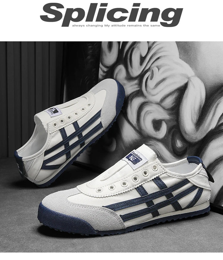 Men's Classic Running Shoes Lace Up Flat Bottom Sports Shoes Soft Sole Walking Gym Breathable Couple Casual Canvas Tennis Shoes