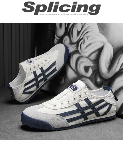 Men's Classic Running Shoes Lace Up Flat Bottom Sports Shoes Soft Sole Walking Gym Breathable Couple Casual Canvas Tennis Shoes