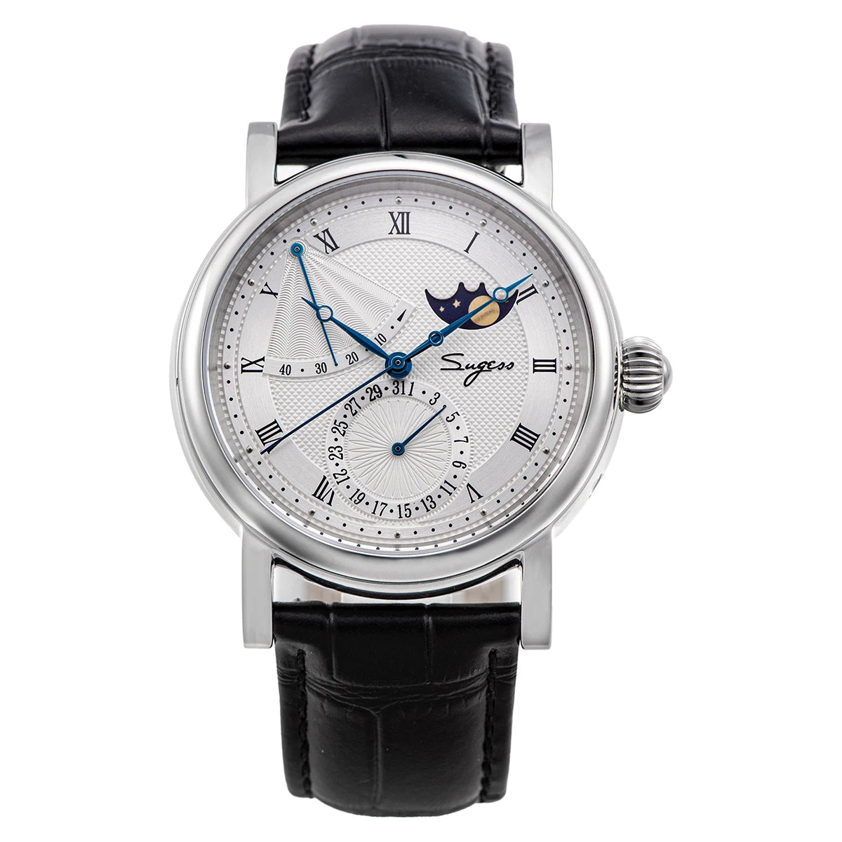 2023 Sugess Watch of Men Automatic Mechanical Moon-Phase Wristwatches Power Reserved  Sapphire WaterResistant Tianjin Movement