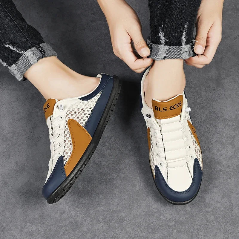 Chaussons mi-ouverts à semelle souple pour hommes, chaussures décontractées tendance d'été, baskets à semelle souple, Zapatos De Hombre, grande taille 48