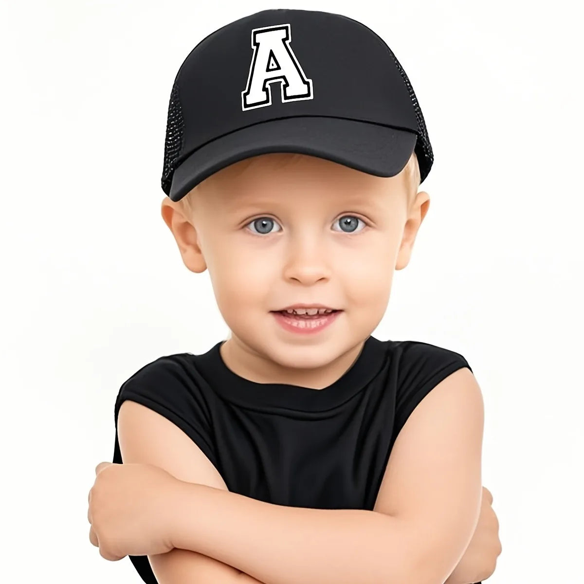 [26-Letter Trendy Baseball Cap] Kids' Lightweight Cap |  Featuring a 26-Letter Truck Driver Design, Perfect for Sun Protection