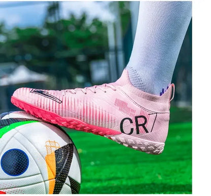 Ghete de fotbal pentru copii cu vârf anti-coliziune, închidere cu șireturi, crampoane scurte antiderapante, rezistente la uzură și respirabile, pentru joc pe iarbă în aer liber