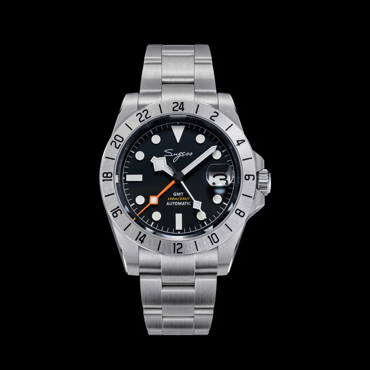 SEESTERN GMT Retro Watch for Men NH34 Automatic Movement Mechanical Wristwatches Sapphire Crystal Fine-tuning Pull Button S436