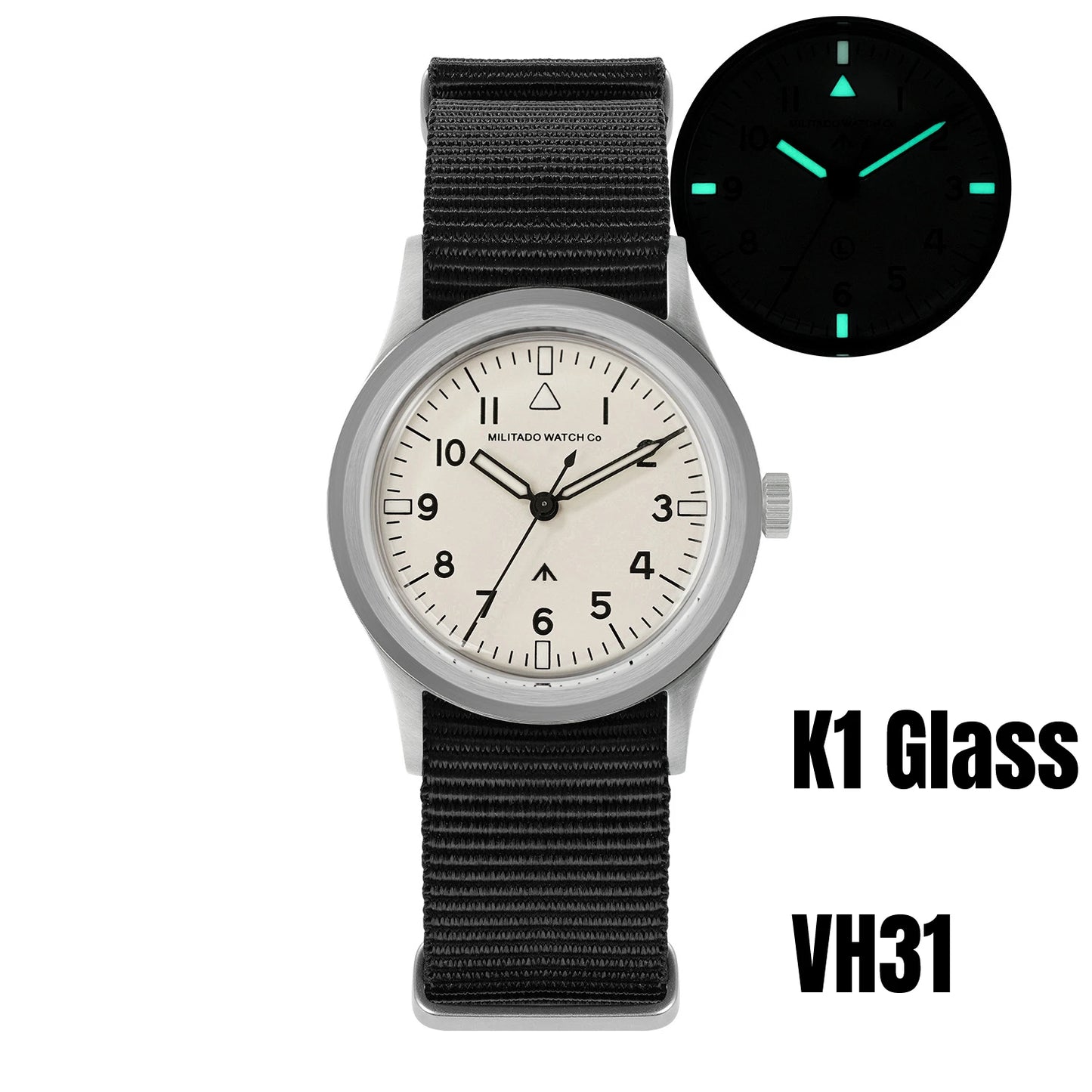 Militado ML14 Quartz Watch VH31 Movement Bubble Sapphire Crystal Vintage Watch 100m Waterproof BGW9 C3 Luminous Watch