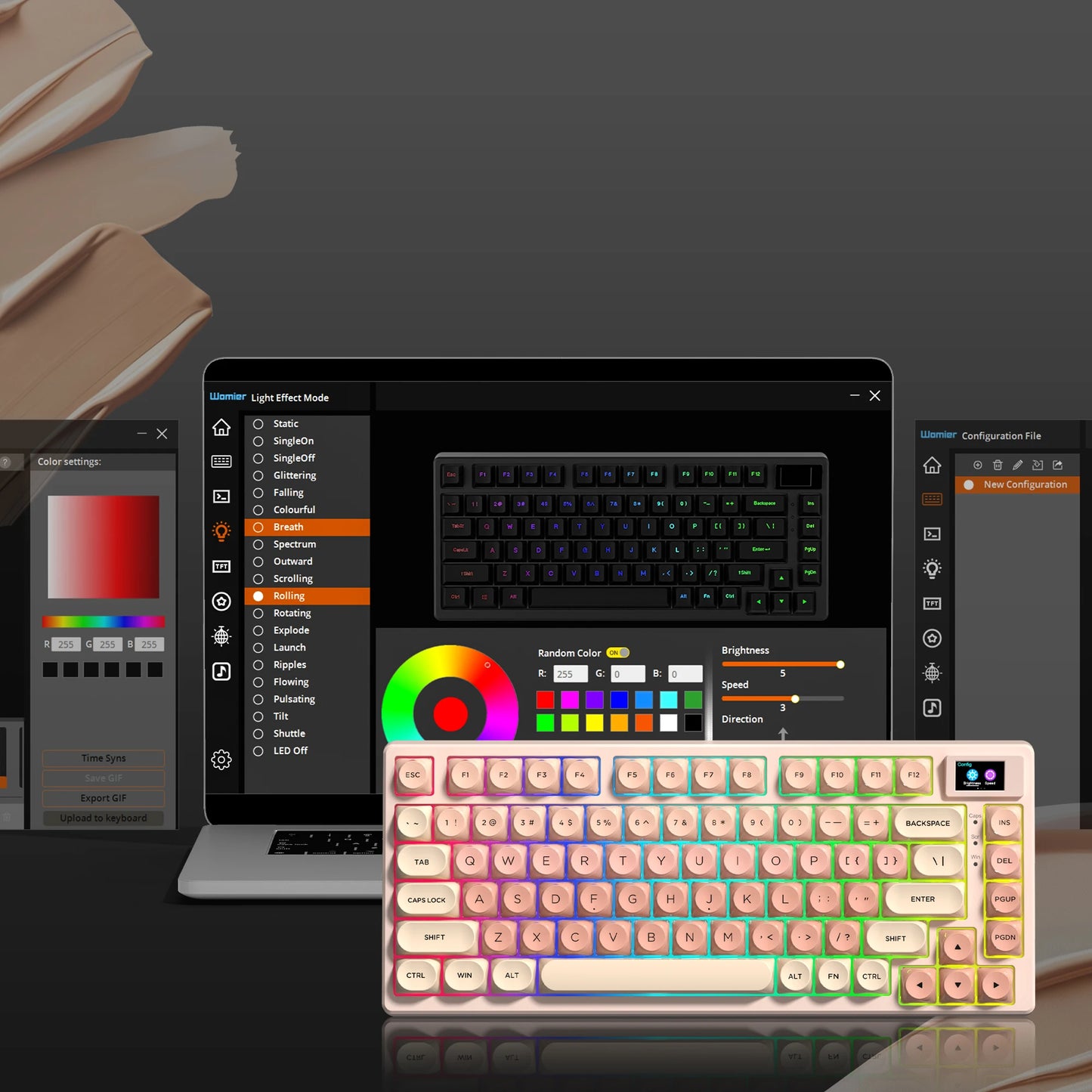 Womier S-K80 Keyboard Liquid 75% Hot Swap Keyboard with Color OLED Display Mechanical Gaming Keyboard Gasket Mount RGB for Windo