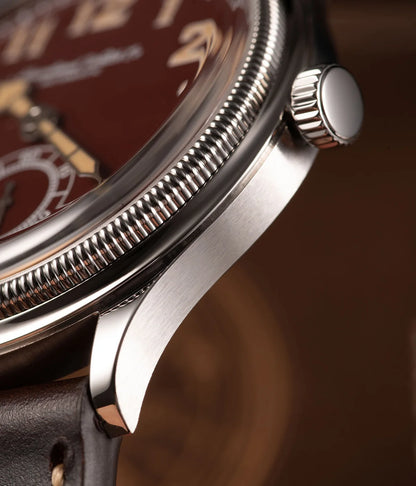 Hruodland 2024 New Retro Classic Men Watches Automatic Mechanical Stainless Steel Brown Leather Diving Wristwatch for Male