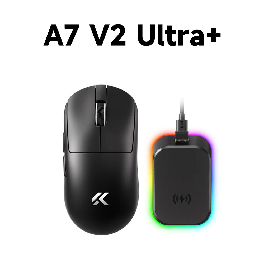 Ratón gaming inalámbrico ligero MCHOSE A7 V2 con doble tasa de sondeo de 8,000Hz, PAW3950 TI, para gaming, esports y oficina