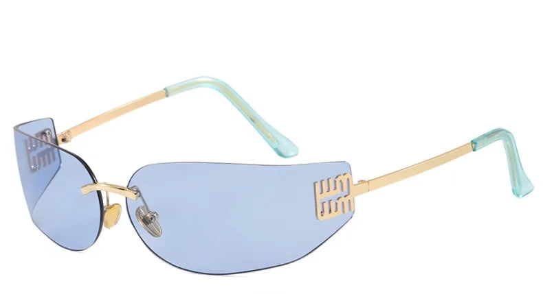 Light Luxury Frameless Curved Metal Sunglasses Personalized Y2k Fashion Women's Sunglasses Outdoor Leisure Vacation Sunglasses