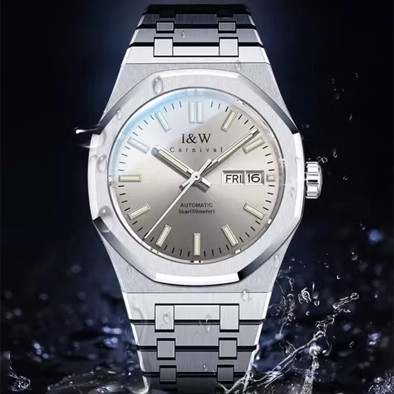 CARNIVAL Mens Mechanical Watch Brand Luxury Sapphire NH36 Movement Automatic Wrist Watches 50m Waterproof for Men Reloj Hombre