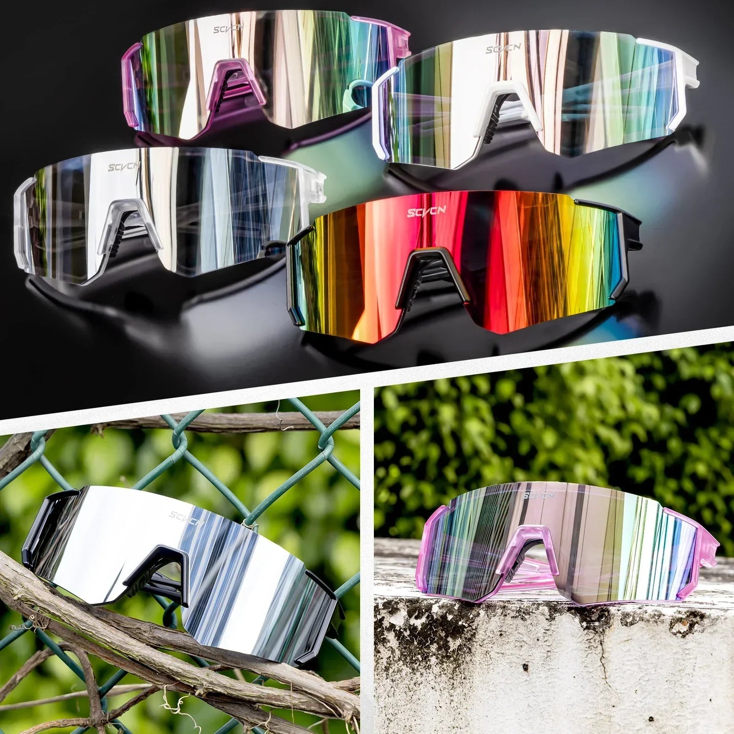 SCVCN Sunglasses for Women Cycling Glasses Bike UV400 Eyewear Sports MTB Outdoor Goggles Men Bike Sunglasses Multi Color Riding