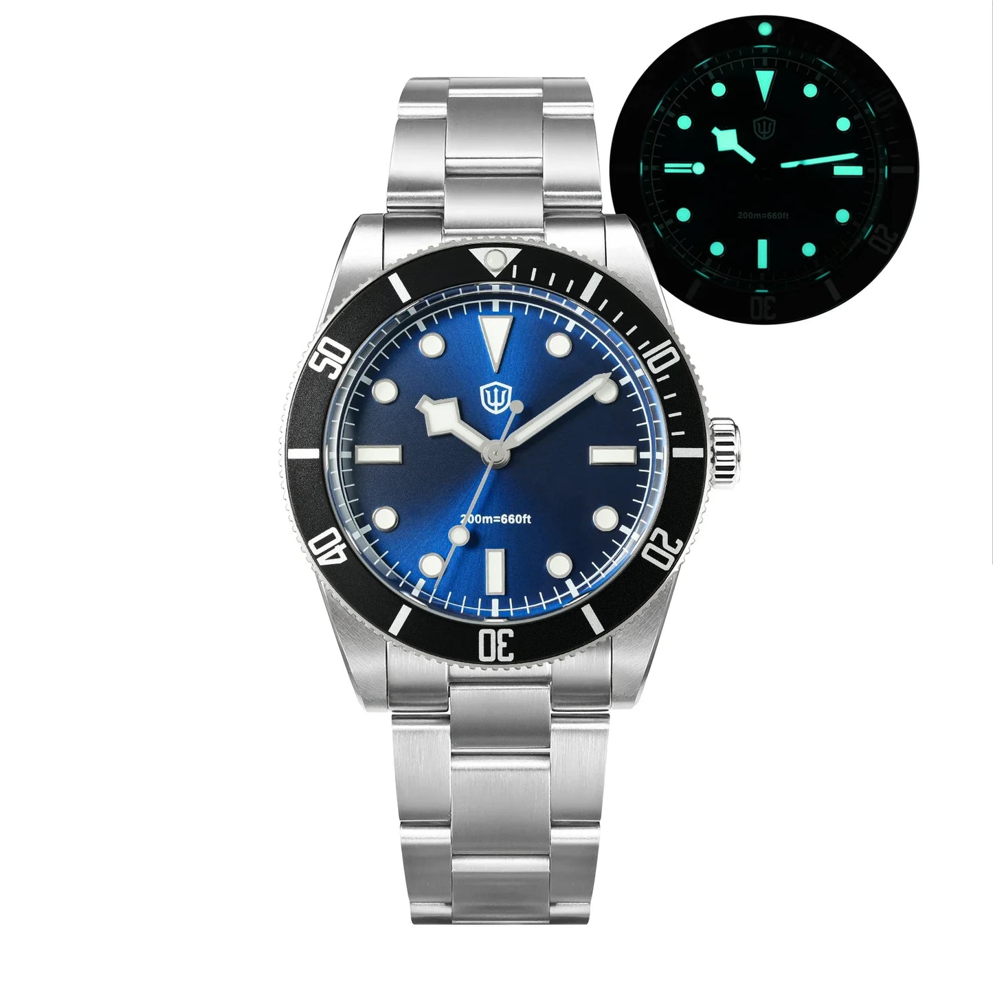 Watchdives WD7922 BB54 Watch VH31 Sweep Second Movement Sapphire Crystal 20bar Waterproof C3 Luminous 37mm Vintage Watches
