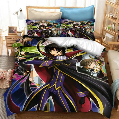Madingas 3D spausdintas anime Code Geass antklodės užvalkalas, 2/3 vnt. patalynės komplektas, Double Twin Full Queen King dydžiai, suaugusiesiems ir vaikams
