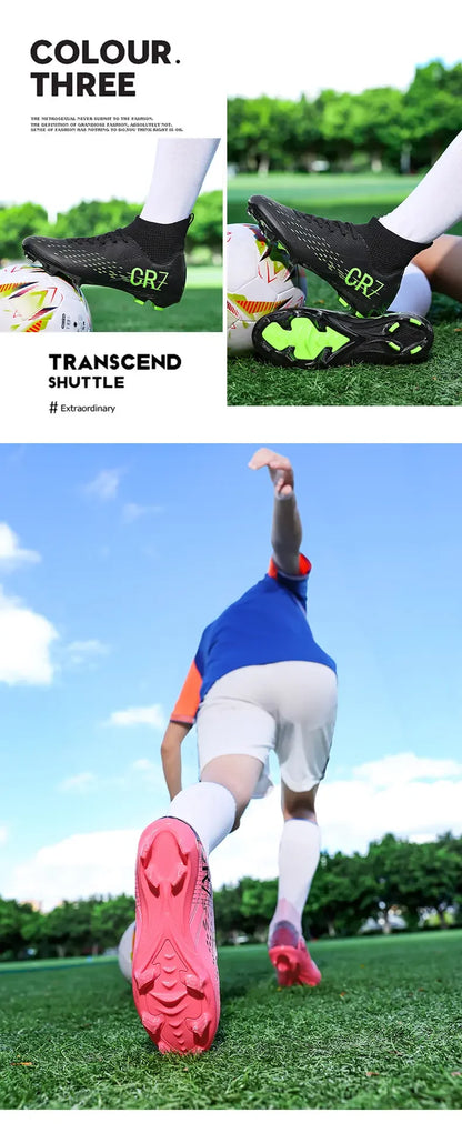 Chuteiras de Futebol de Treino TF com Pitons Longos, Resistentes ao Desgaste, Respiráveis, para Terreno Firme, Jogo ao Ar Livre e Treino