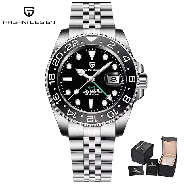 GMT Wristwatch PAGANI DESIGN Automatic Watch 40mm Mens Watch Top Brand Mechanical Watch 100M Waterproof Luminous Watches PD-1662