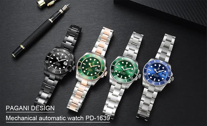 PAGANI DESIGN Diving Watch Mechanical Automatic Watch 316L Stainless Steel UltraBright Luminous Watch Top Luxury Watches for Man
