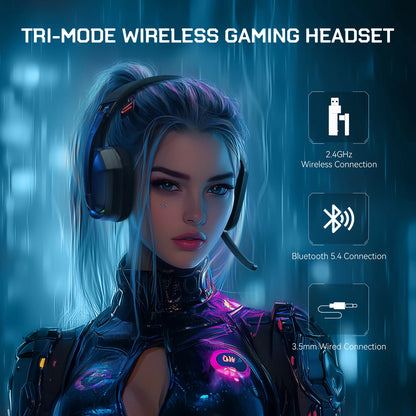 EKSA G19BT 2.4GHz Wireless RGB Headphones With Mic USB/type C Transmitter Over-Ear Gaming Headset