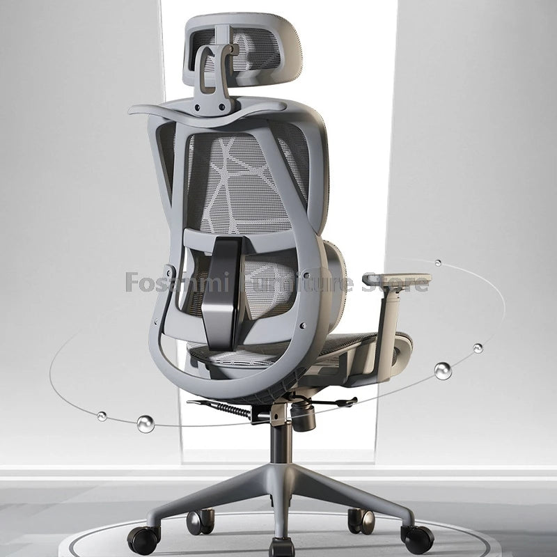 Atmungsaktiver Mesh-Computer-Bürostuhl mit Armlehnen und Lendenwirbelstütze, verstellbarer ergonomischer Schreibtischstuhl für Zuhause und Gaming mit Kopfstütze