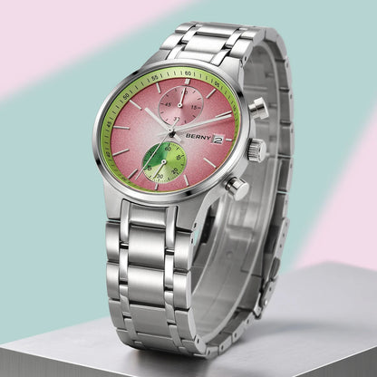 BERNY Watches for Men Fashion Casual Multi-function Chronograph Quartz Men's Watch Luminous Date Colorful Sports Wristwatch