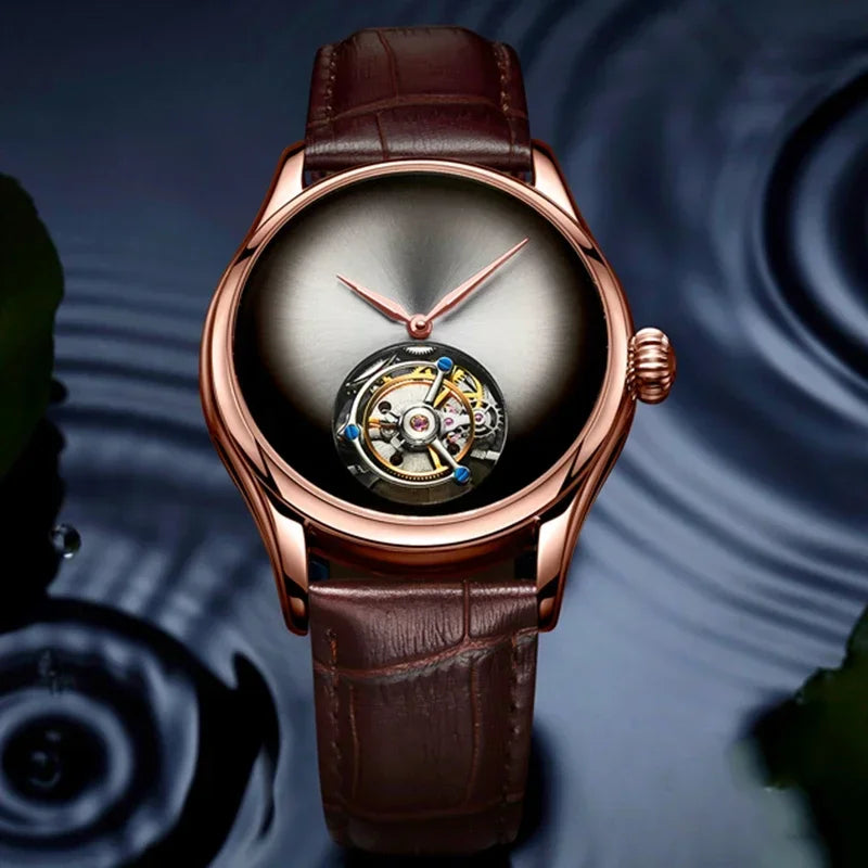 AESOP Flying Tourbillon Skeleton Watch For Men Mekanisk vattentät herrklocka Lyxigt urverk Rostfritt stål