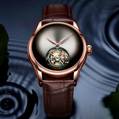 AESOP Flying Tourbillon Skeleton Watch For Men Mekanisk vattentät herrklocka Lyxigt urverk Rostfritt stål