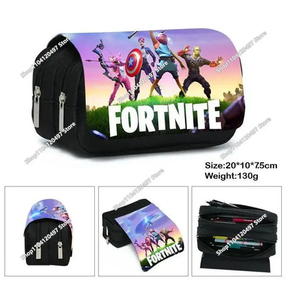 Голям ученически несесер Fortnited с голям капацитет, калъф за моливи, детска играчка, чанта за химикалки, ученически пособия, несесер за канцеларски материали, геймърски подаръци за момчета