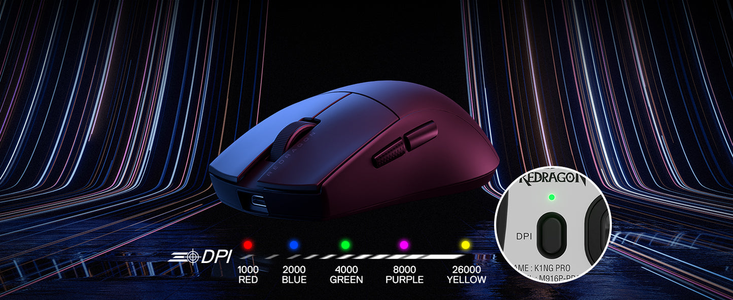 Redragon M916 PRO 3-läges trådlös gamingmus, Hype-Speed 4K polling rate, 49G ultralätt 26K DPI gamermus