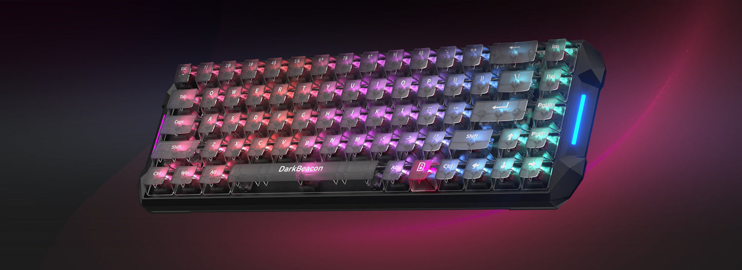 Teclado Gaming Mecânico DarkBeacon Flux 68 HE com Switches Magnéticos Hot Swappable, USB-C com Fio, RGB, Layout 65%