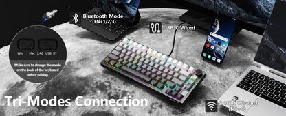 Attack Shark X820Ultra Wireless 75% Mechanical Gaming Keyboard with Screen & Knob Hot Swappable 2.4GHz/BT/Wired RGB